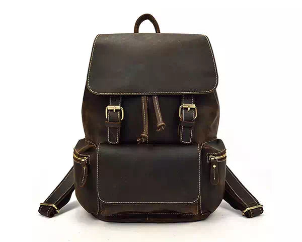 Genuine leather vintage artisan backpack for men