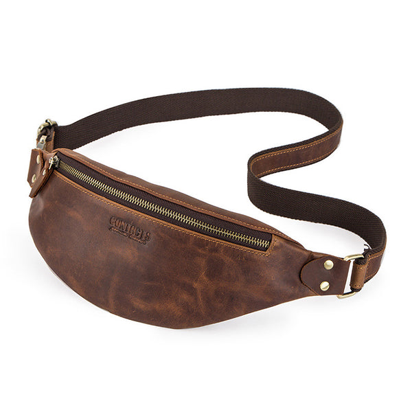 3.Crazy Horse Leather Belt Bag