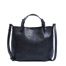 black leather tote bag