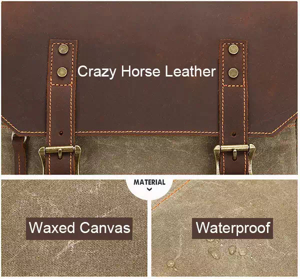 Artisanal waxed canvas camera backpack for DSLR