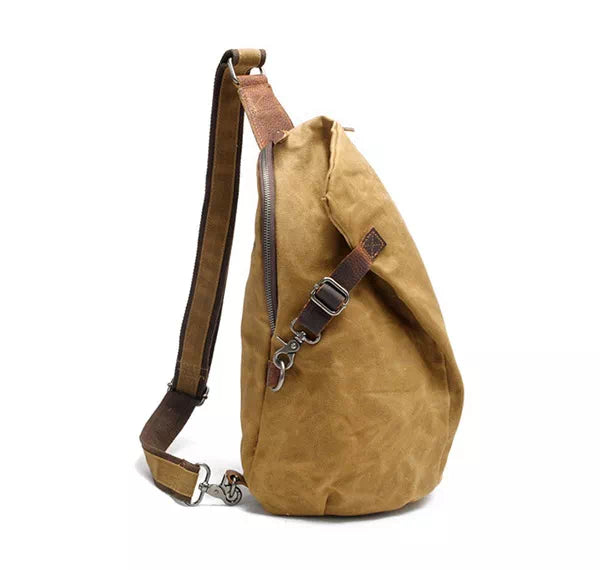 Retro design waxed canvas crossbody bag for men