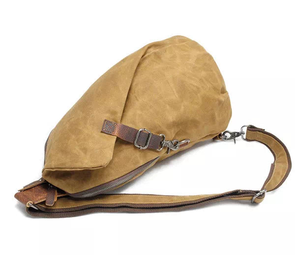 Waxed canvas crossbody pouch with a vintage look