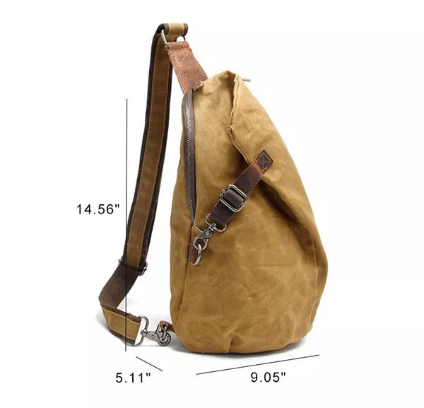 Men's Small Sling Bag Waxed Canvas Sling Crossbody – Luke Case