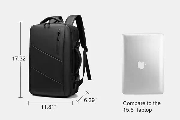 Mid-size carry-on backpack with expandable feature