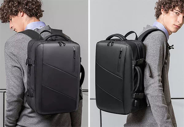 Men's travel backpack with adjustable size