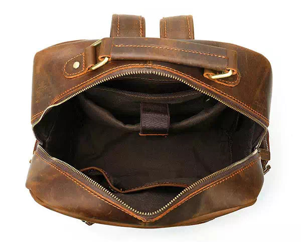 Fashion-forward vintage men's backpack in Crazy Horse leather