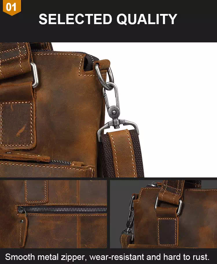 Men's Leather Top Handle Bag with Shoulder Strap – Luke Case