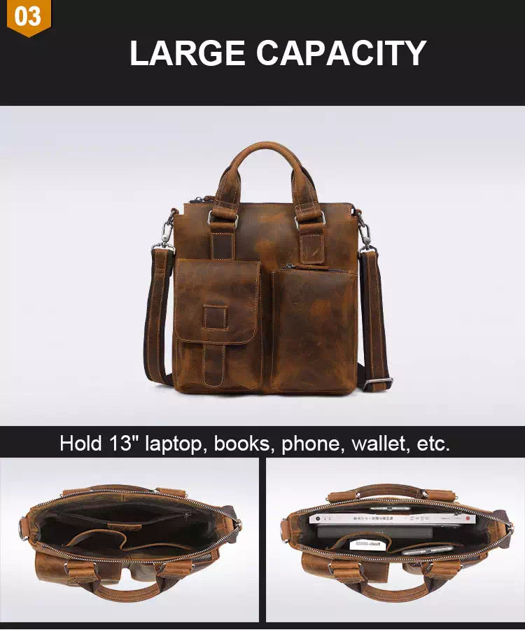 Men's Leather Top Handle Bag with Shoulder Strap – Luke Case