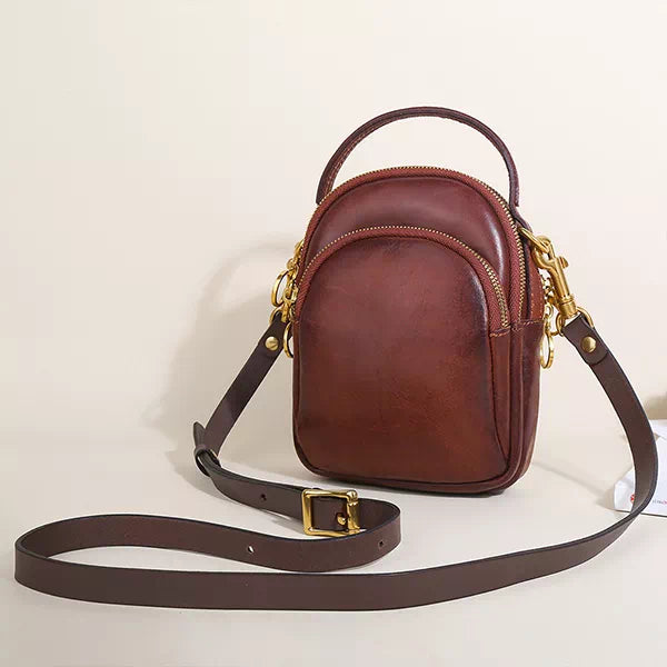 Trendy mini leather backpack with sling strap for women