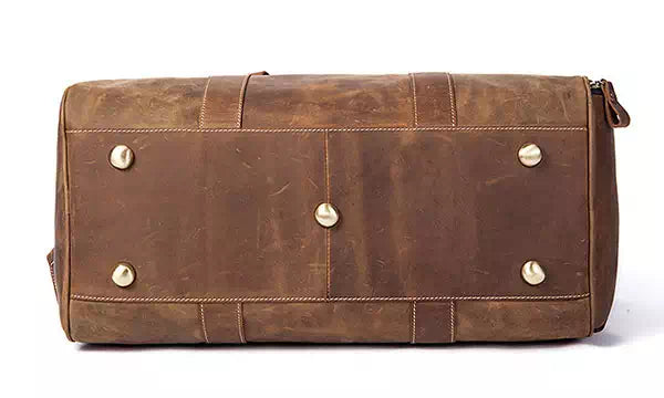 Vintage-style men's leather travel duffle