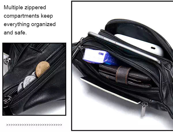 Men's and women's fashion leather fanny pack waist bag