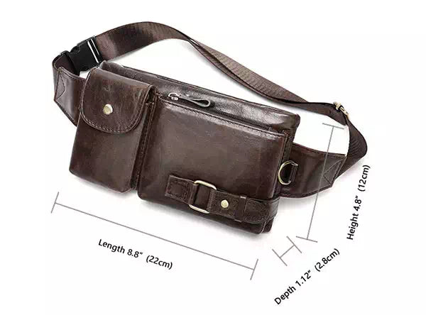 Easily wearable leather waist pouches for men