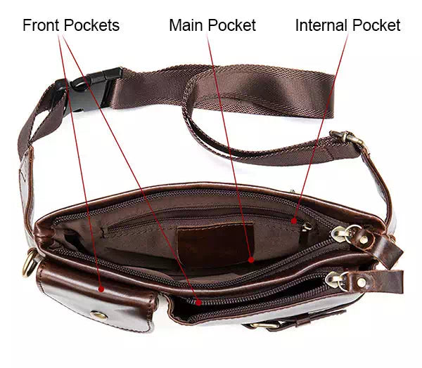 Soft and comfortable men's leather belt bags