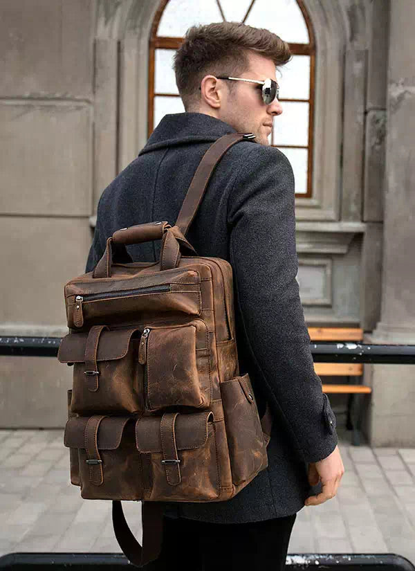 Vintage Men's Leather Backpack With Plenty Pockets – Luke Case