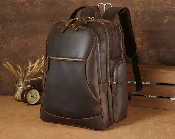 Genuine Leather Travel Backpack for Men