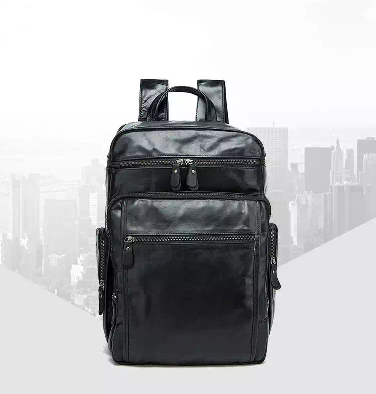 Luxury and unique men's travel backpack in leather