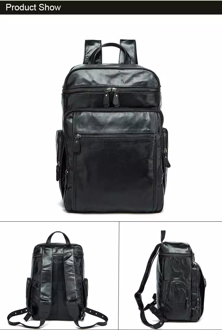 Unique leather travel backpack with exclusive features for men