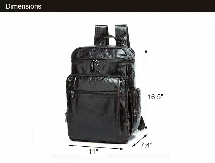 Unique leather travel backpack with exclusive features for men