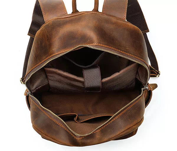 Classic vintage design Crazy Horse leather backpack for him