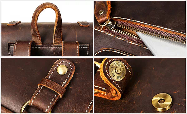 Unique vintage-inspired leather backpack for him