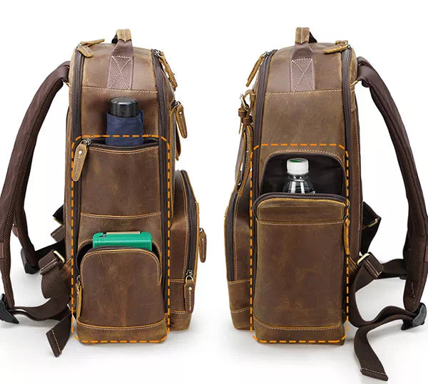Men's leather handbag backpack crafted by hand