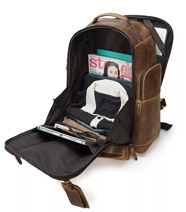 Handcrafted genuine leather handbag backpack for men
