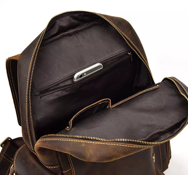 Vintage design genuine leather backpack for men