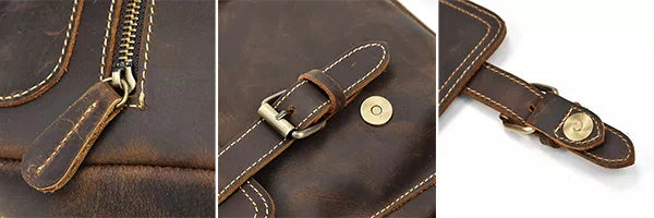 Men's genuine leather backpack in a timeless vintage style