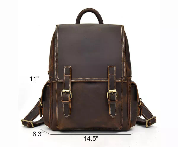 Vintage aesthetic genuine leather backpack for men