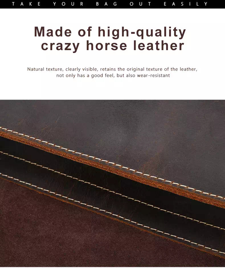 Retro leather messenger bag for men
