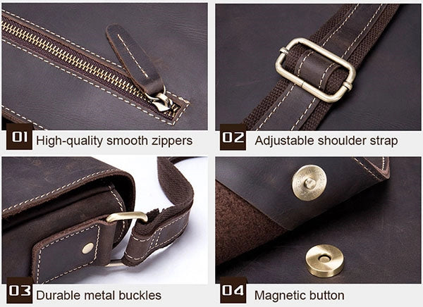 Men's Leather Satchel Messenger Bag - Fits 13 Inches Laptop – Luke Case