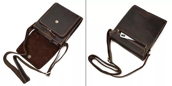 Sleek and stylish small leather shoulder bag for him