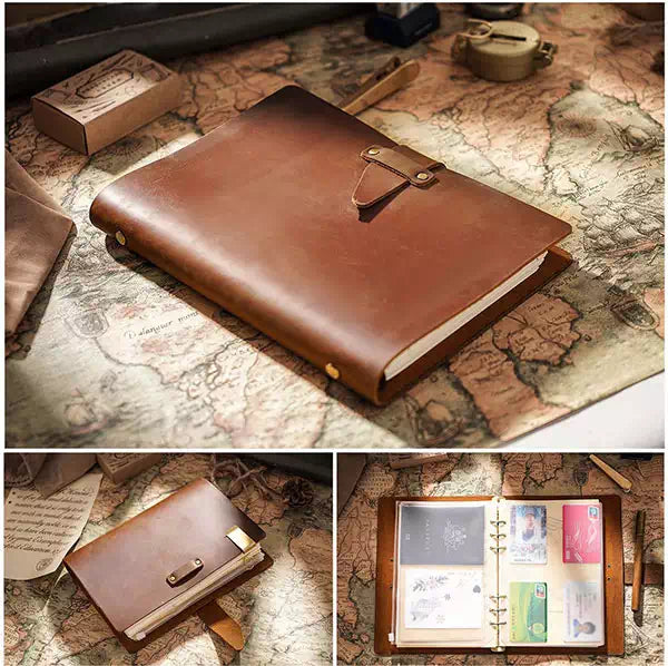 Handmade brown leather journal A5