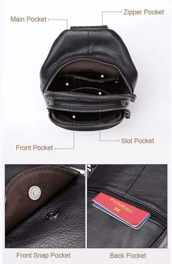 Refined leather crossbody pouch for men