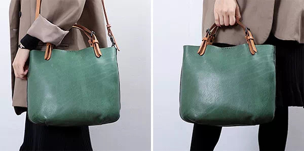Mini tote bag with vegetable-tanned leather