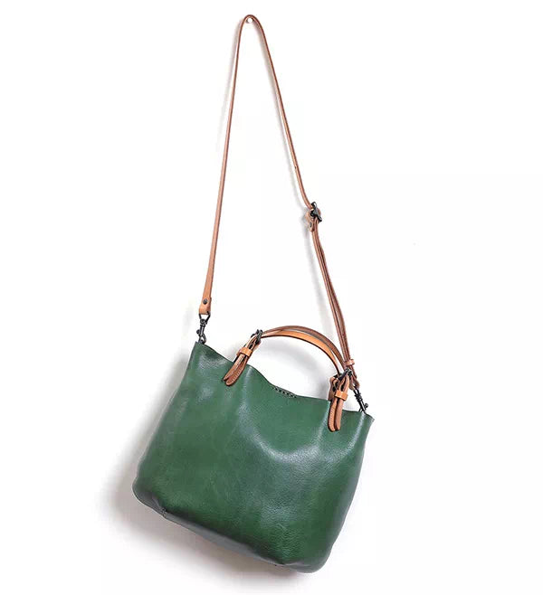 Vegetable-tanned leather tote bag