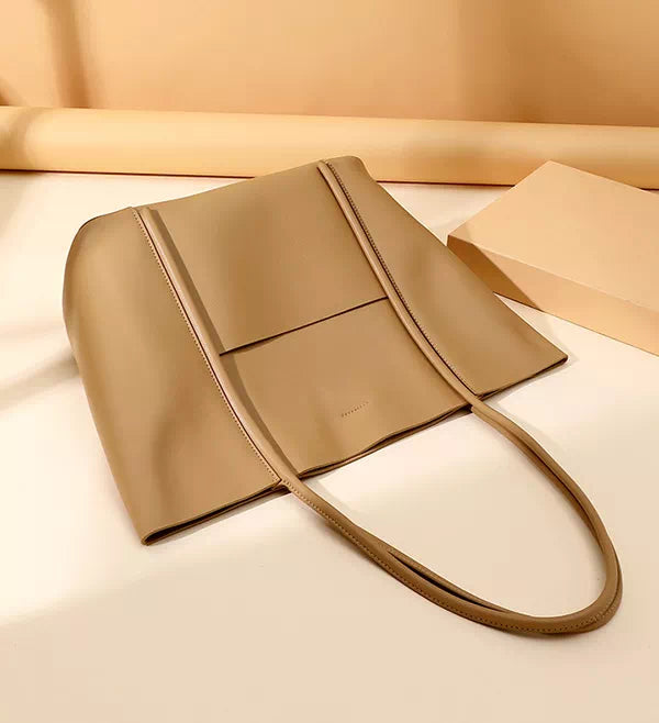 Women's beige leather handbag