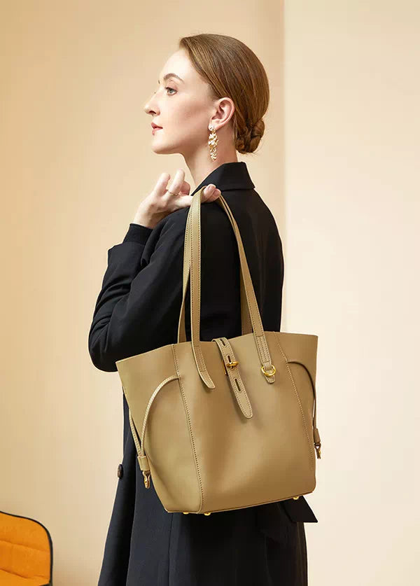 Stylish women's beige handbag