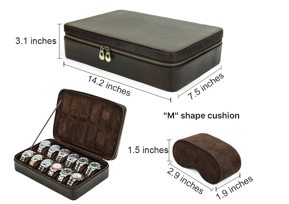 Durable leather watch display box
