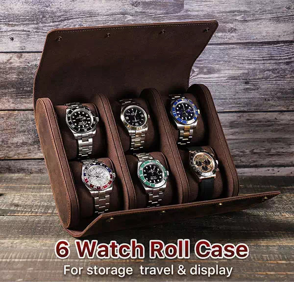 Stylish leather watch organizer case