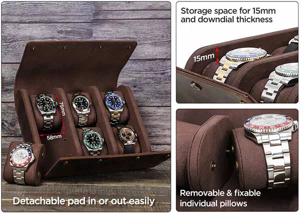Leather Watch Travel Case, 3 Roll Watch Case - Free Monogram – Luke Case
