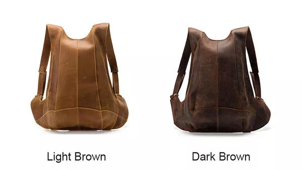 Fashionable anti-theft leather backpack for men in brown