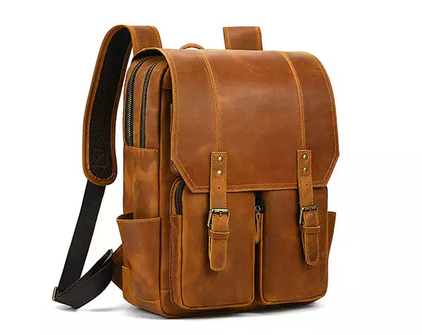 Hiking backpack in full grain leather