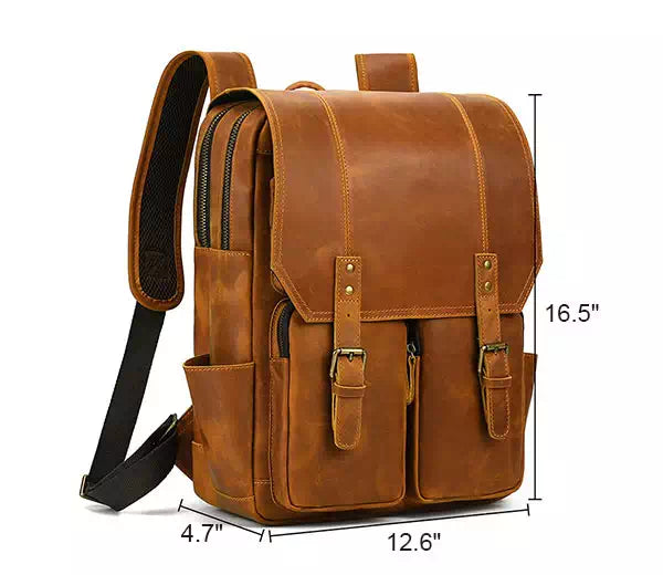 Hiking backpack in full grain leather