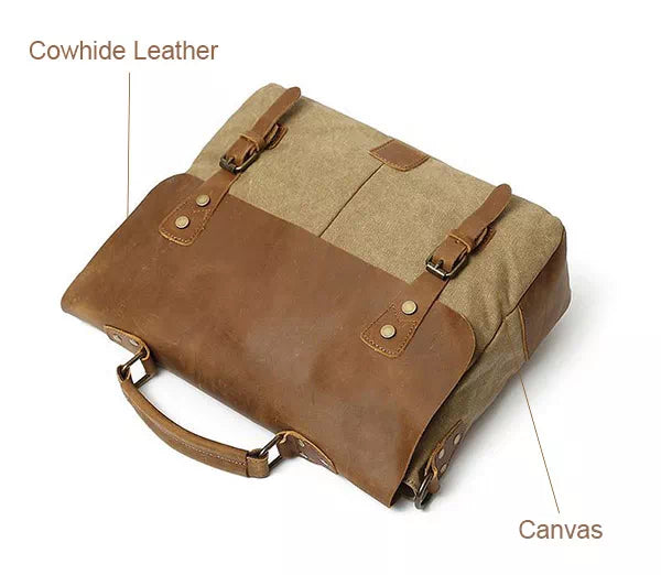 Men's canvas messenger bag in vintage style