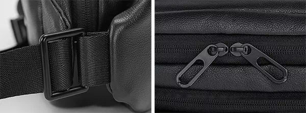Classic design men's black leather crossbody bag