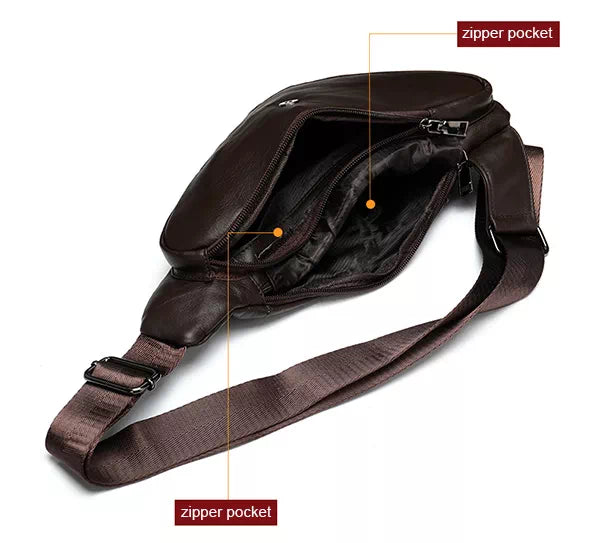 Men's leather crossbody bag with versatile shoulder strap