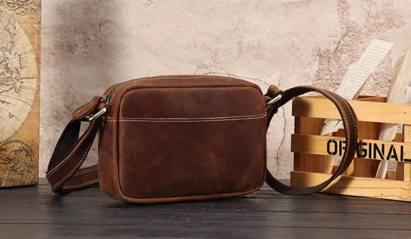 Compact stylish small leather crossbody bag