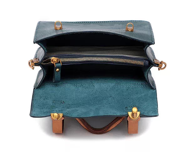 Women's compact leather crossbody satchel