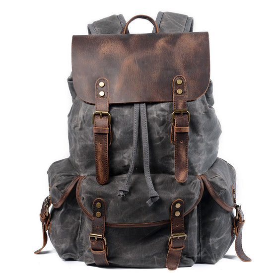Waxed Canvas Backpack for Men and Women Waterproof Drawstring Rucksack ...